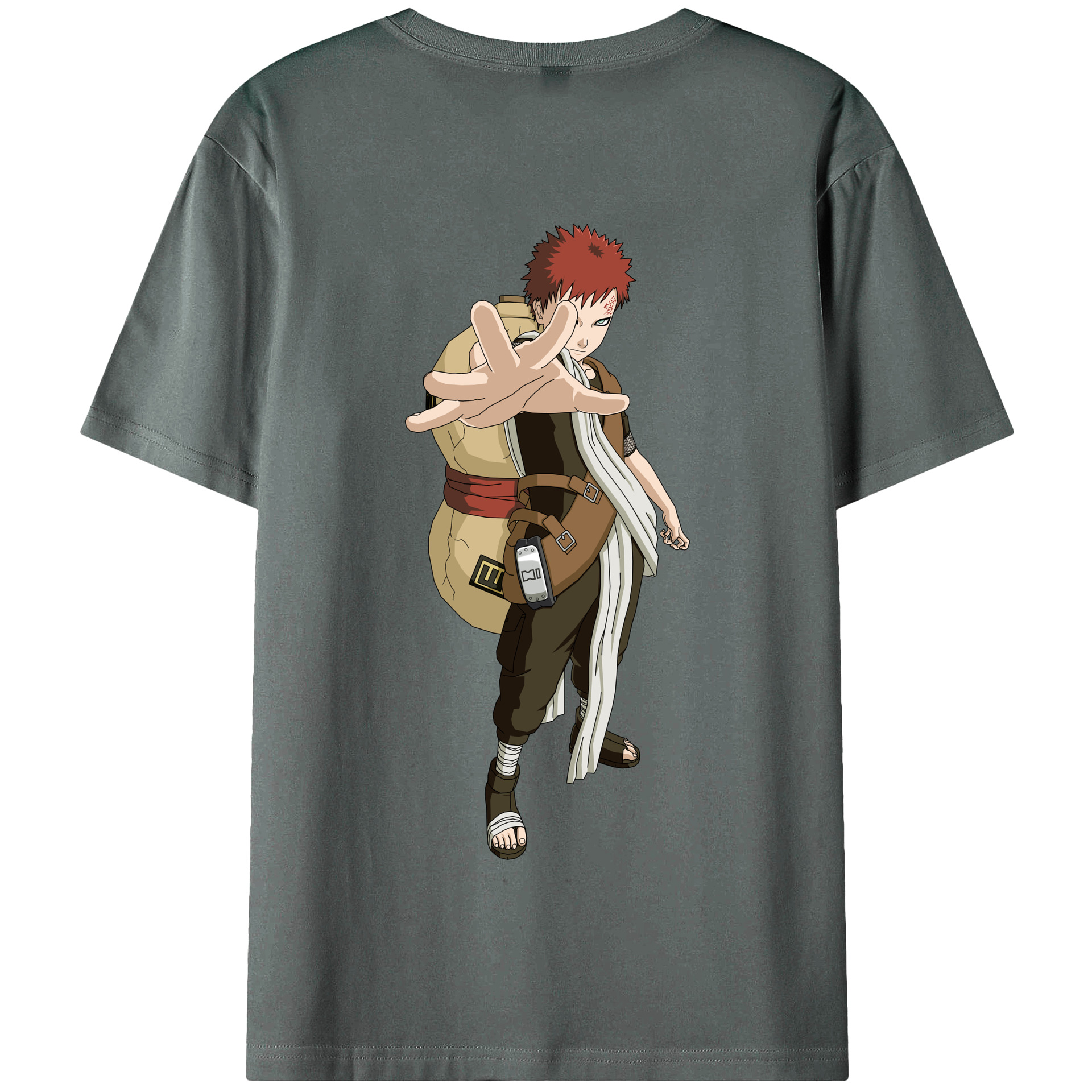 （画像用） NARUTO -ナルト- ガアラ Gaara 綿100％半袖Tシャツ（背面プリント）